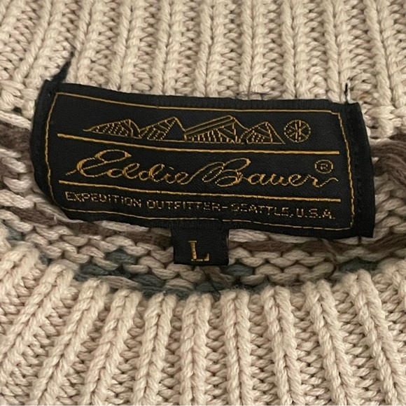 Men’s Eddie Bauer Vintage Sweater Granpa bill cosby style size large 80’s 90’s - Picture 3 of 11